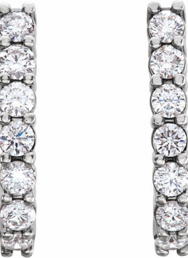 14K White Gold 1 1/4 CTW Natural Diamond J-Hoop Earrings