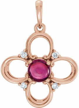 14K White Gold Natural Pink Tourmaline & .06 CTW Natural Diamond Pendant