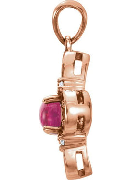 14K White Gold Natural Pink Tourmaline & .06 CTW Natural Diamond Pendant