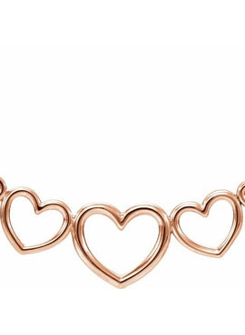 14K Rose Gold Graduated Heart 17 1/2