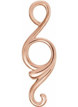 14K White Gold 28.5x9.3 mm Freeform Pendant