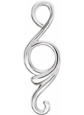 14K White Gold 28.5x9.3 mm Freeform Pendant