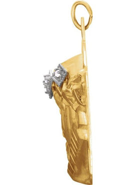 14K Yellow/White Gold .04 CTW Natural Diamond Face of Jesus Crown Cross Pendant