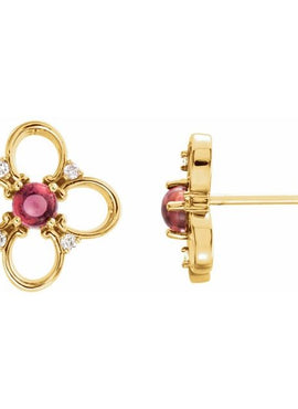 14K White Gold Natural Pink Tourmaline & .04 CTW Natural Diamond Earrings