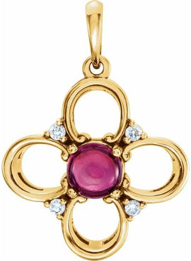14K White Gold Natural Pink Tourmaline & .06 CTW Natural Diamond Pendant