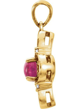 14K White Gold Natural Pink Tourmaline & .06 CTW Natural Diamond Pendant