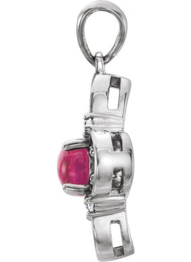 14K White Gold Natural Pink Tourmaline & .06 CTW Natural Diamond Pendant