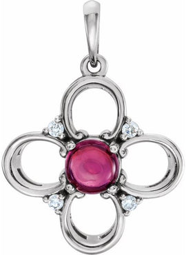 14K White Gold Natural Pink Tourmaline & .06 CTW Natural Diamond Pendant