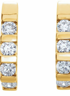 14K White Gold 1 CTW Natural Diamond J-Hoop Earrings