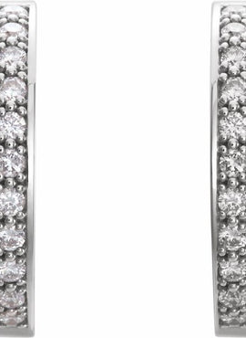 14K Yellow Gold 3/4 CTW Natural Diamond Inside-Outside 18 mm Hoop Earrings