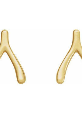 14K White Gold Wishbone Earrings