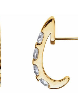 14K White Gold 1 CTW Natural Diamond J-Hoop Earrings