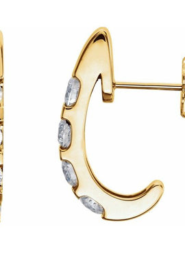 14K White Gold 1 CTW Natural Diamond J-Hoop Earrings