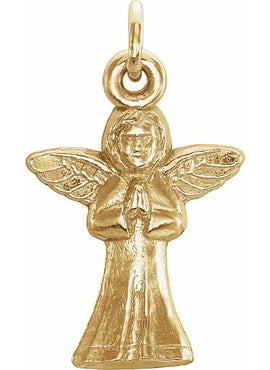 14K Yellow Gold Praying Angel Pendant