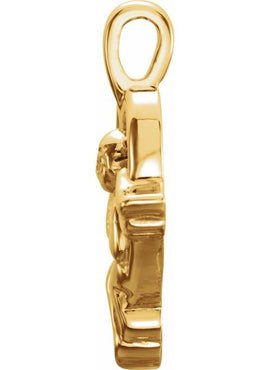 18K Yellow Gold 18x15 mm Angel Heart Pendant