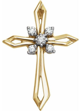 14K Yellow/White Gold 1/6 CTW Natural Diamond Cross Pendant