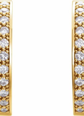 14K Yellow Gold 3/4 CTW Natural Diamond Inside-Outside 18 mm Hoop Earrings