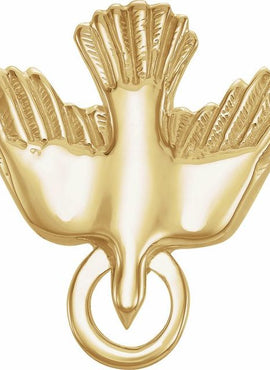 14K Yellow Gold 15 mm Flying Holy Spirit Dove Pendant