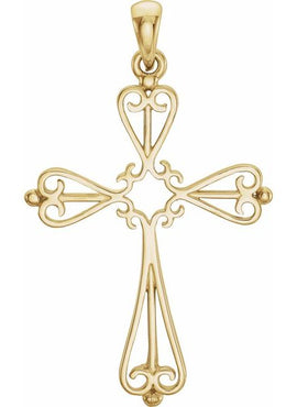 14K White Gold Cross Pendant