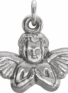 14K White Gold Baby Angel Pendant