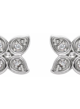 14K White Gold  .05 CTW Natural Diamond Leaf Earrings