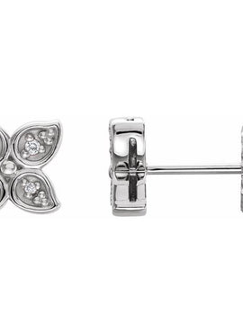 14K White Gold  .05 CTW Natural Diamond Leaf Earrings