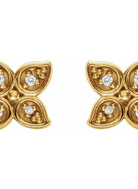 14K White Gold  .05 CTW Natural Diamond Leaf Earrings