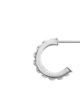 14K White Gold Beaded 12 mm Hoop Earrings