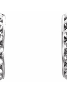 14K White Gold Beaded 12 mm Hoop Earrings