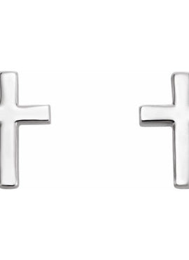 14K White Gold 7.5 mm Cross Single Earring