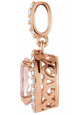 14K Rose Gold Natural Pink Morganite & 1/6 CTW Natural Diamond Pendant