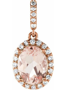 14K Rose Gold Natural Pink Morganite & 1/6 CTW Natural Diamond Pendant