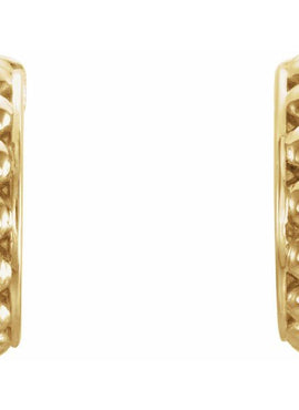 14K White Gold Beaded 12 mm Hoop Earrings