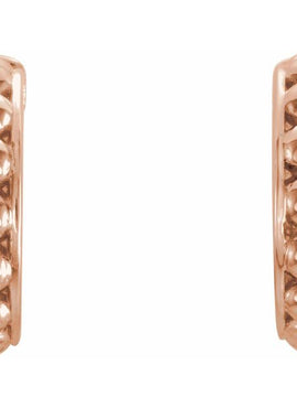 14K White Gold Beaded 12 mm Hoop Earrings