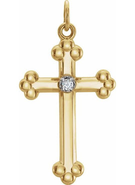 14K White Gold .01 CTW Natural Diamond Cross Pendant