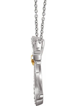 14K White/Yellow Gold 1/6 CTW Natural Diamond Cross Pendant