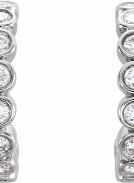 14K White Gold 1/4 CTW Natural Diamond 11.1 mm Hoop Earrings