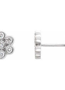 14K White Gold 1/4 CTW Natural Diamond Cluster Earrings
