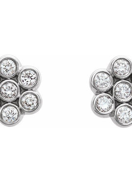 14K White Gold 1/4 CTW Natural Diamond Cluster Earrings