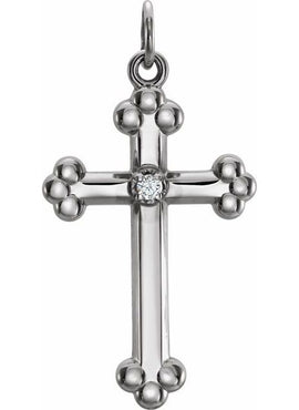14K White Gold .01 CTW Natural Diamond Cross Pendant