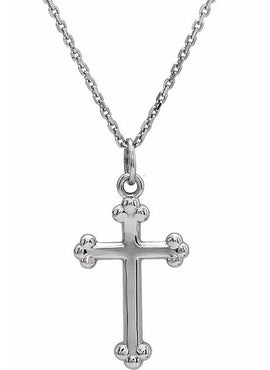 14K White Gold Cross Pendant