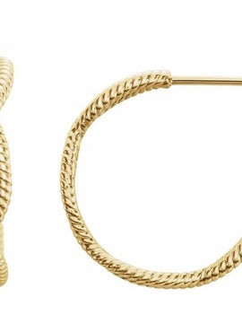 14K White Gold Rope 17 mm Hoop Earrings
