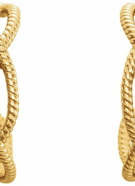 14K White Gold Rope 17 mm Hoop Earrings