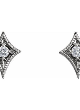 14K White Gold 1/8 CTW Natural Diamond Geometric Earrings