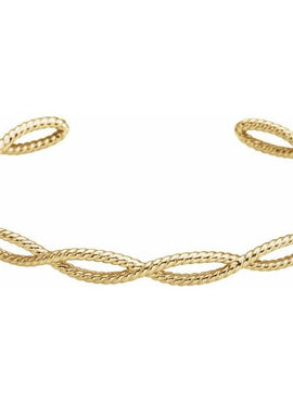 14K White Gold Rope Cuff 6 1/4 In Bracelet