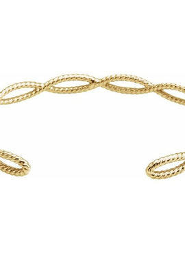 14K White Gold Rope Cuff 6 1/4 In Bracelet