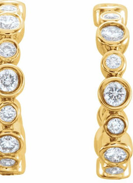 14K White Gold 1/4 CTW Natural Diamond 10.5 mm Hoop Earrings
