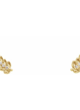14K White Gold .03 CTW Natural Diamond Leaf Ear Climbers