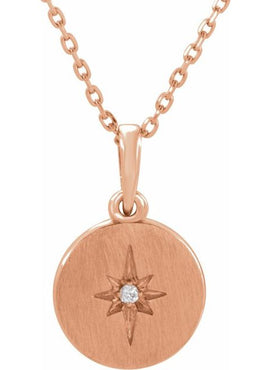 14K White Gold .01 CT Natural Diamond Star 16-18