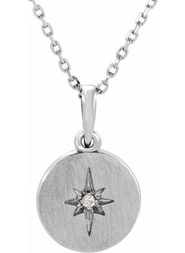 14K White Gold .01 CT Natural Diamond Star 16-18